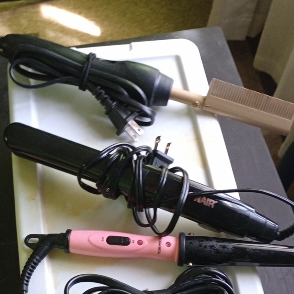 Pink and Black Hair Straightener and Curling Iron Set